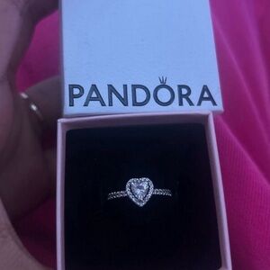 Pandora Silver Heart Ring with Sparkling Accents